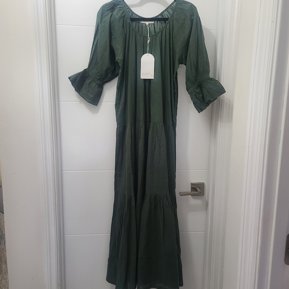 Daughters of India Sahana Gown Emerald Green Size Small Dress Handmade Cotton - Picture 10 of 10